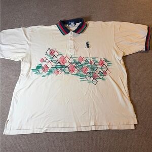 Vintage La Mode Golf Polo Made in USA XXL 90s Abstract Argyle Print 0252